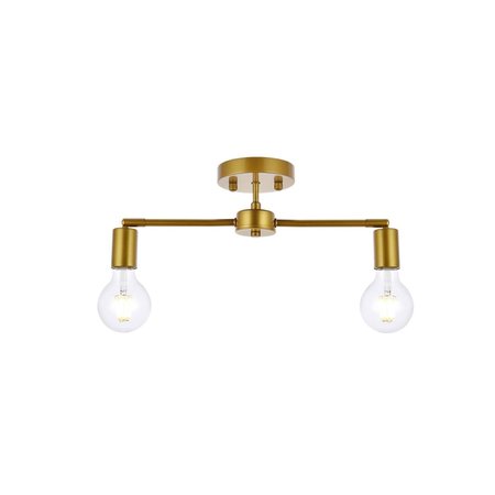 CLING Zane 2 Lights Flush Mount, Brass CL2571339